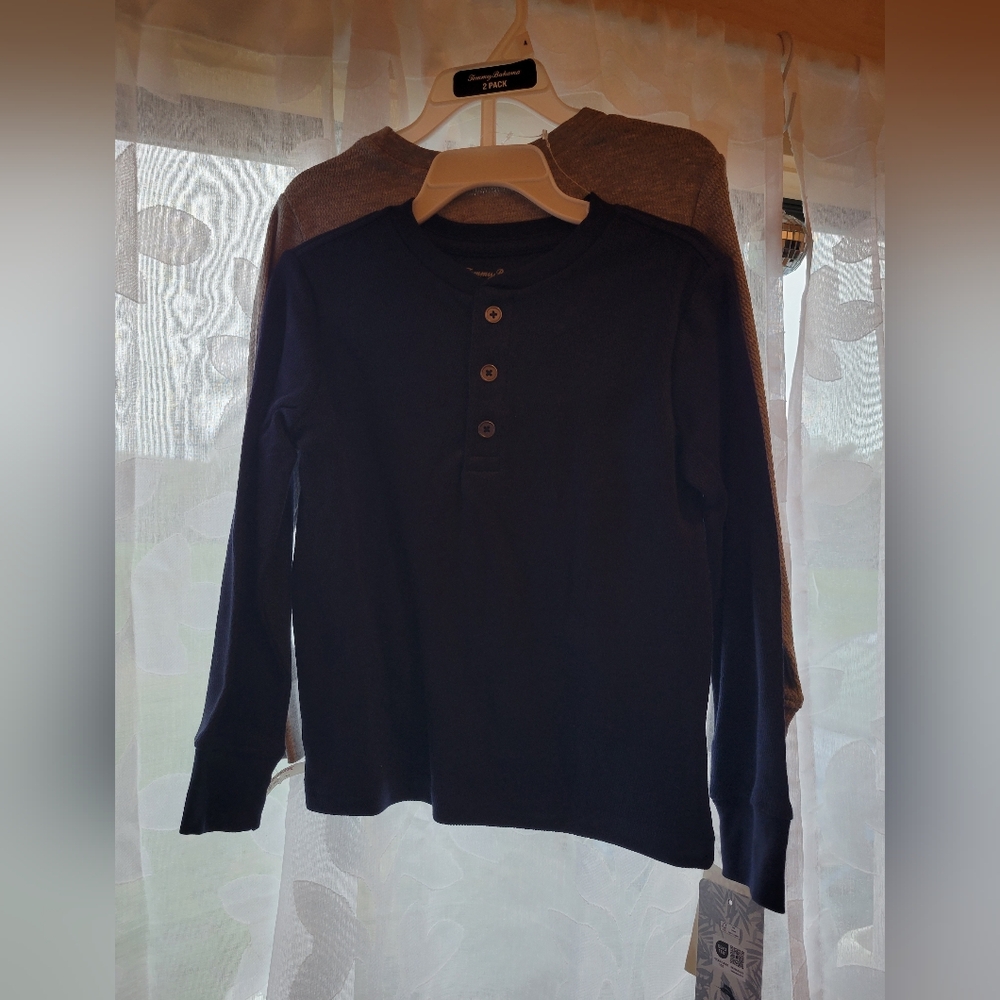 Tommy Bahama Kids Long Sleeve Tee - Navy and Gray